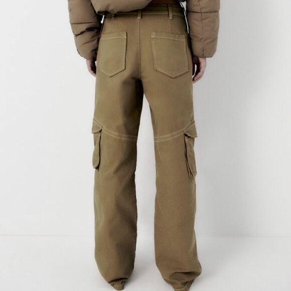 Zara Full Length Light Khaki Cargo Pants New - Picture 6 of 10